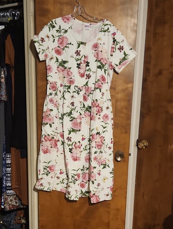American Sweetheart Dresses & Skirts - White Midi Dress with Pink Floral Print